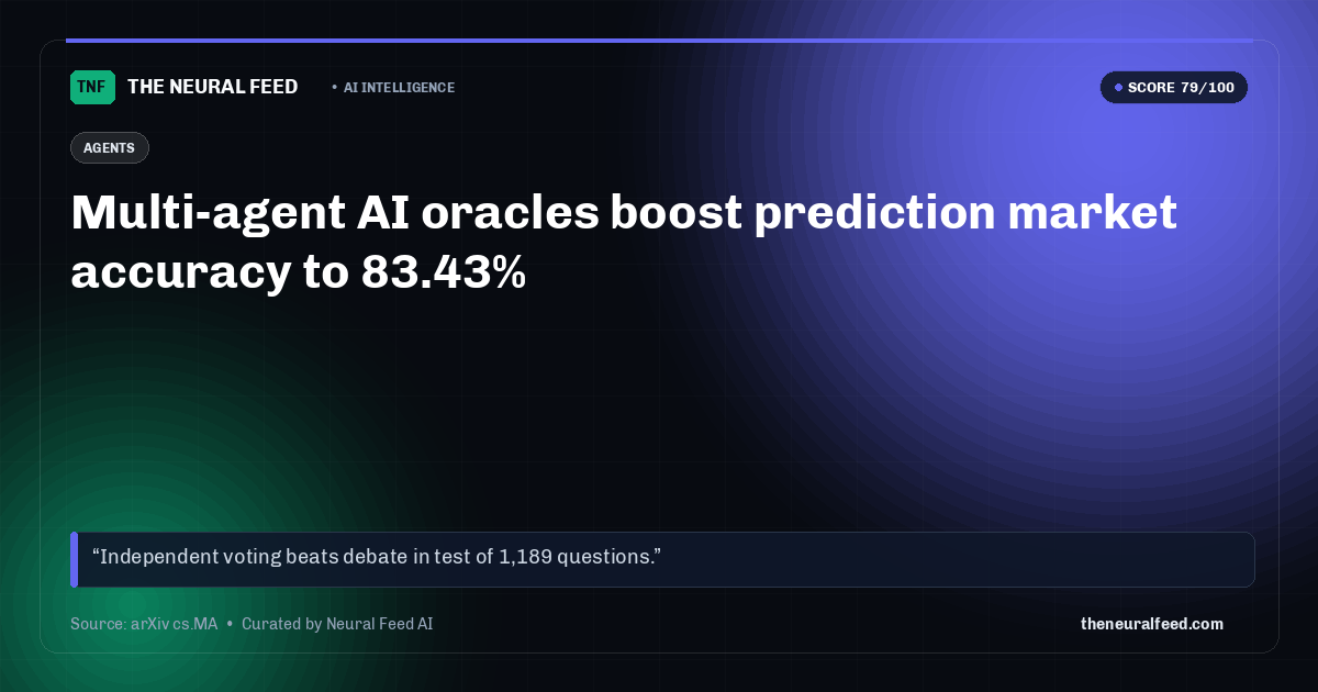 Multi-agent AI oracles boost prediction market accuracy to 83.43%