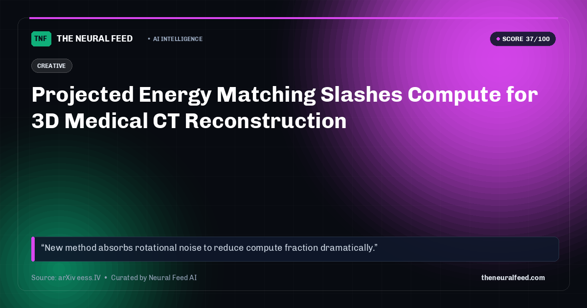 Projected Energy Matching Slashes Compute for 3D Medical CT Reconstruction