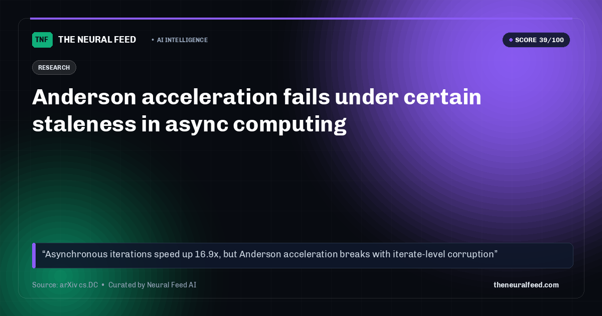 Anderson acceleration fails under certain staleness in async computing