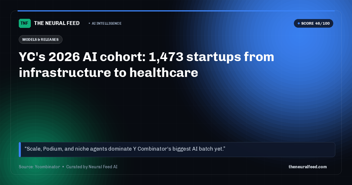 YC's 2026 AI cohort: 1,473 startups from infrastructure to healthcare