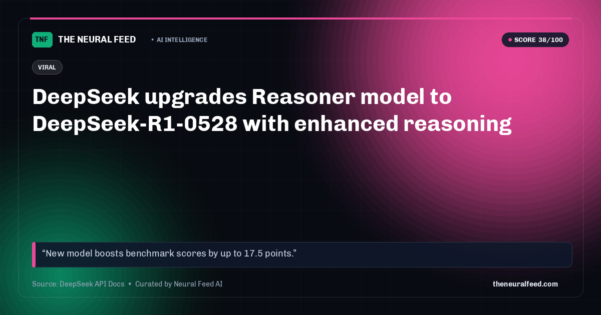 DeepSeek upgrades Reasoner model to DeepSeek-R1-0528 with enhanced reasoning