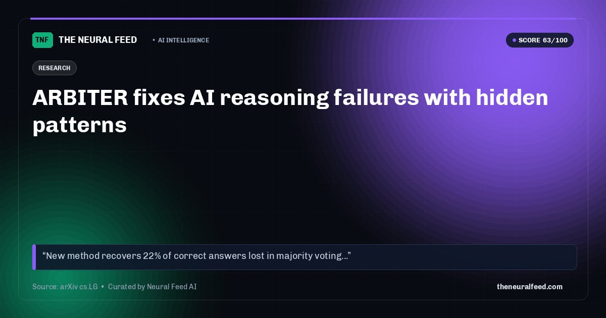 ARBITER fixes AI reasoning failures with hidden patterns