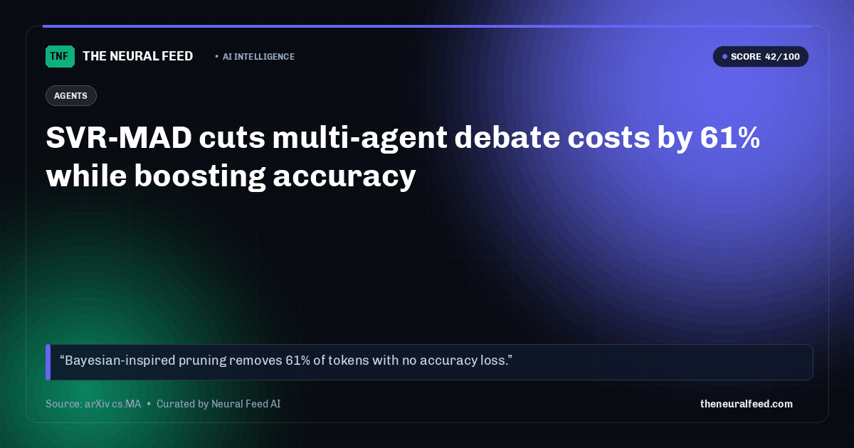 SVR-MAD cuts multi-agent debate costs by 61% while boosting accuracy