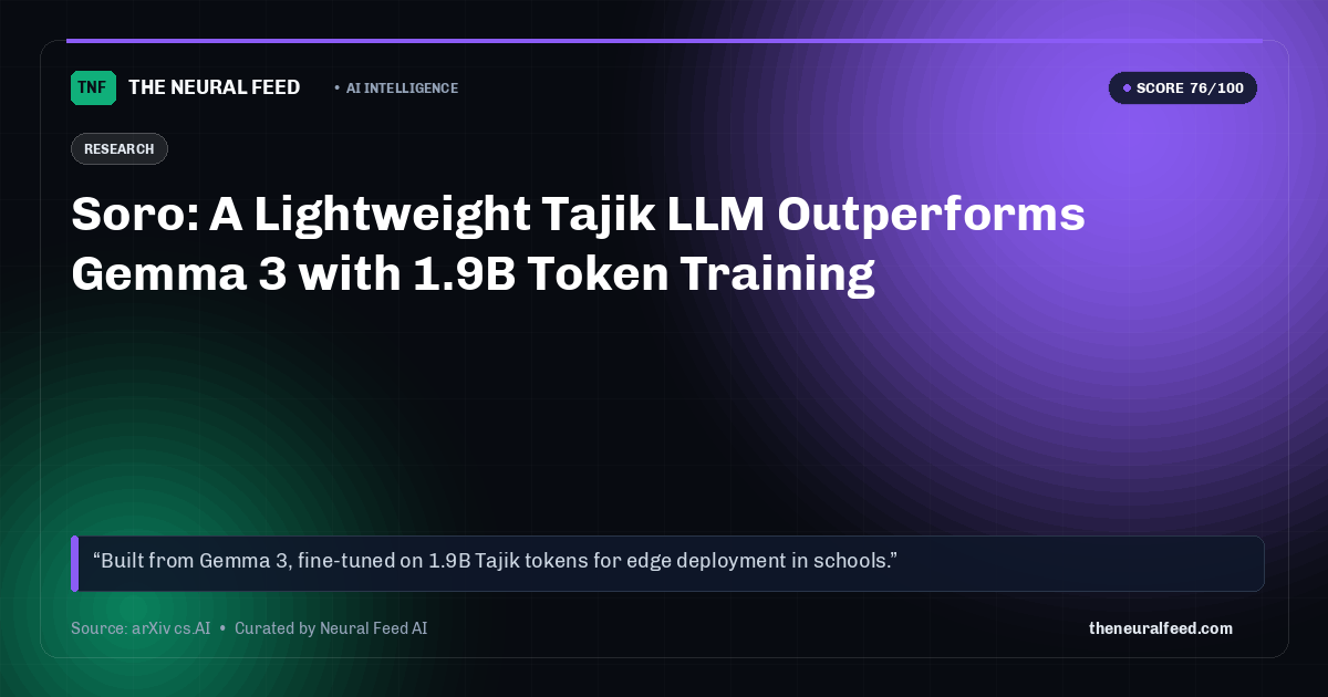 Soro: A Lightweight Tajik LLM Outperforms Gemma 3 with 1.9B Token Training