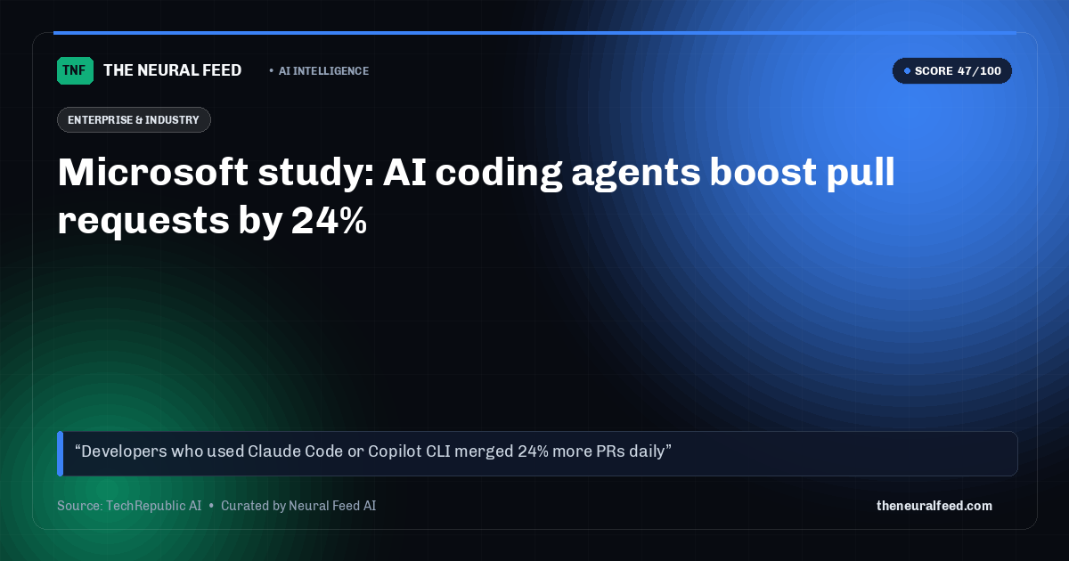 Microsoft study: AI coding agents boost pull requests by 24%