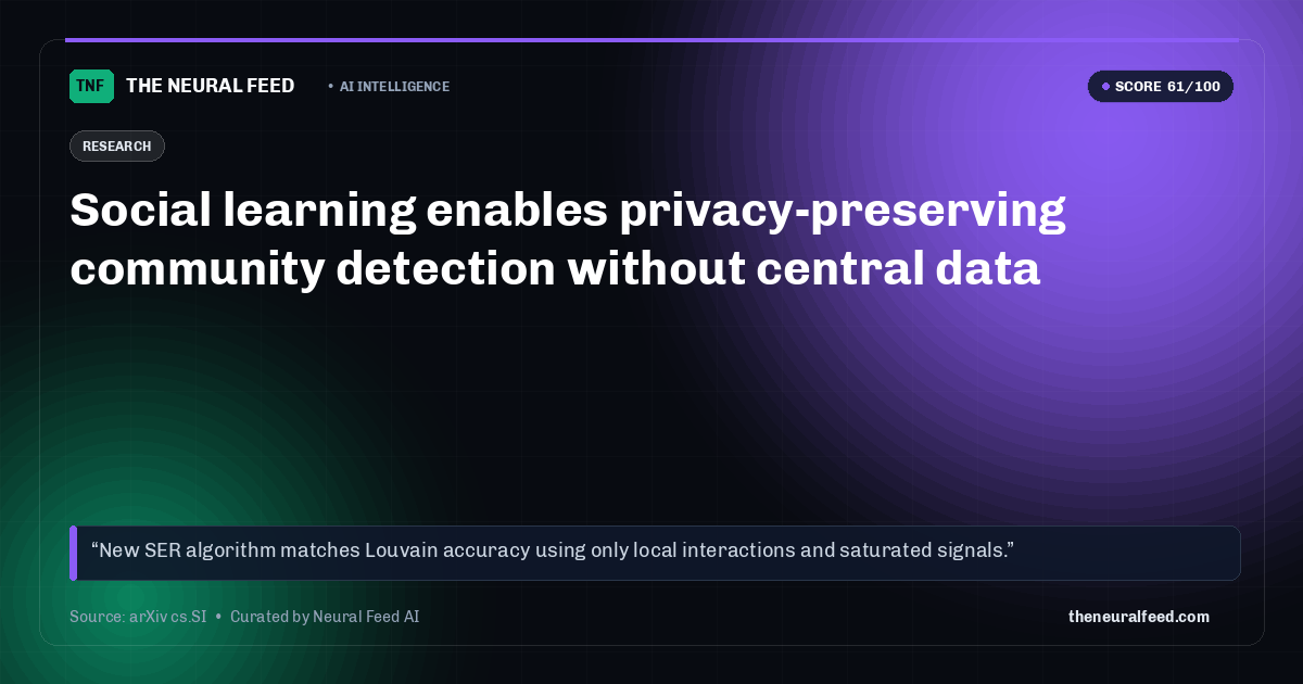 Social learning enables privacy-preserving community detection without central data