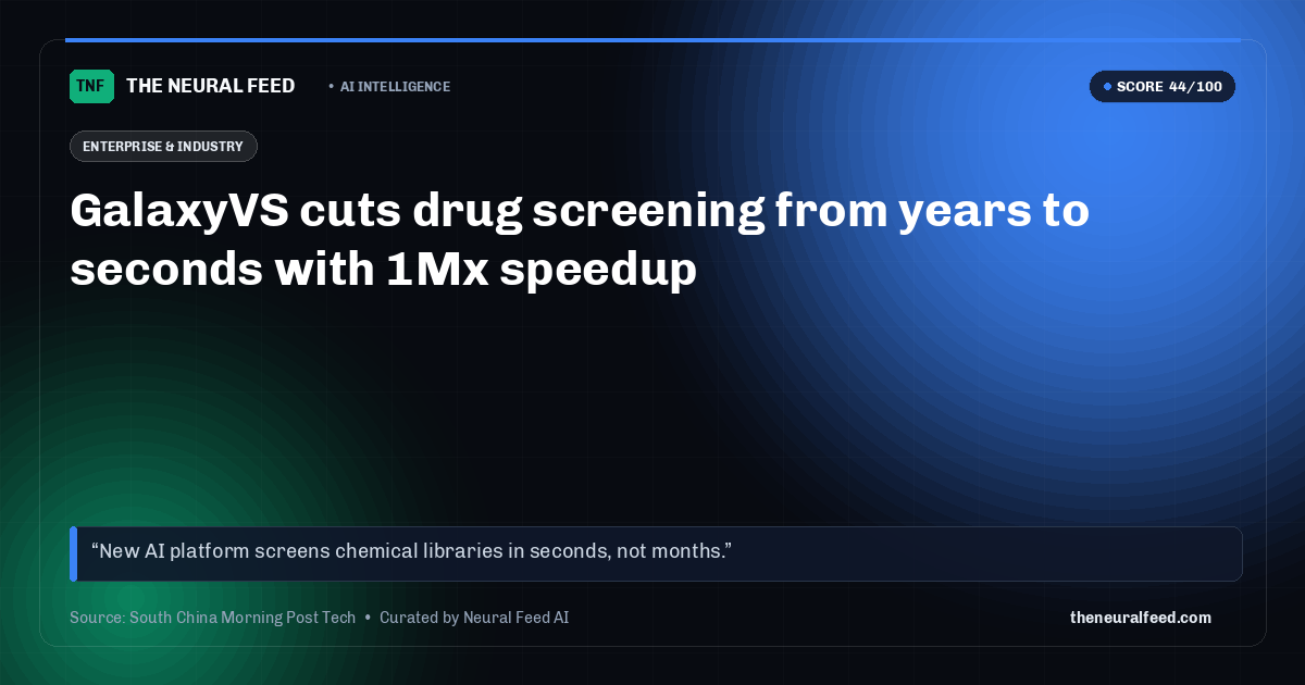 GalaxyVS cuts drug screening from years to seconds with 1Mx speedup