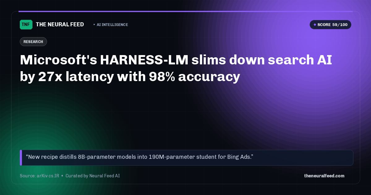 Microsoft's HARNESS-LM slims down search AI by 27x latency with 98% accuracy