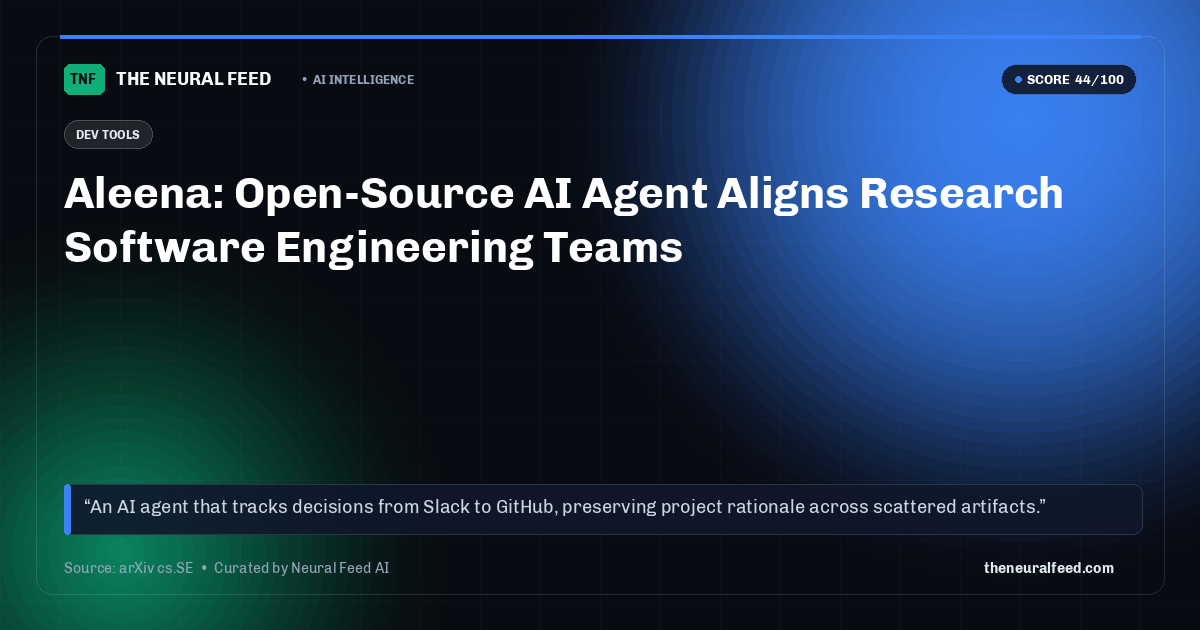 Aleena: Open-Source AI Agent Aligns Research Software Engineering Teams
