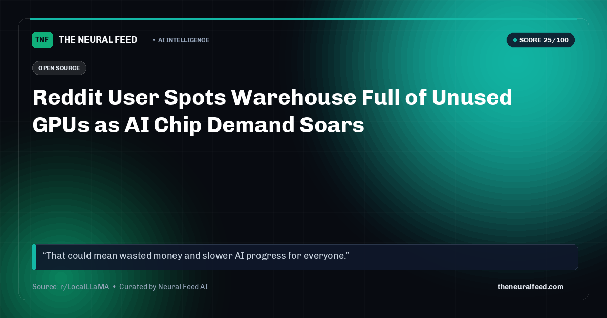 Reddit User Spots Warehouse Full of Unused GPUs as AI Chip Demand Soars