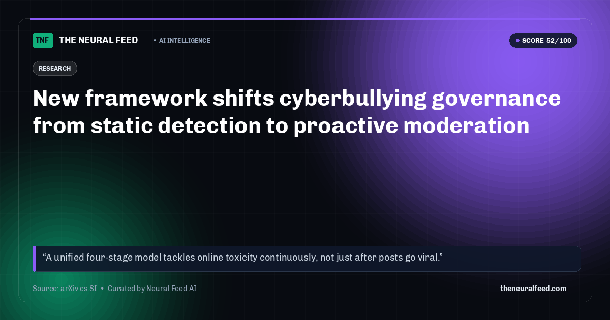 New framework shifts cyberbullying governance from static detection to proactive moderation