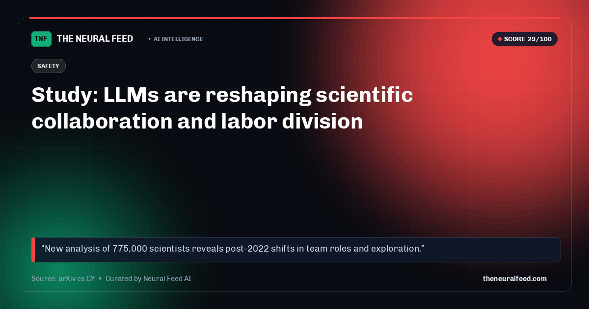 Study: LLMs are reshaping scientific collaboration and labor division