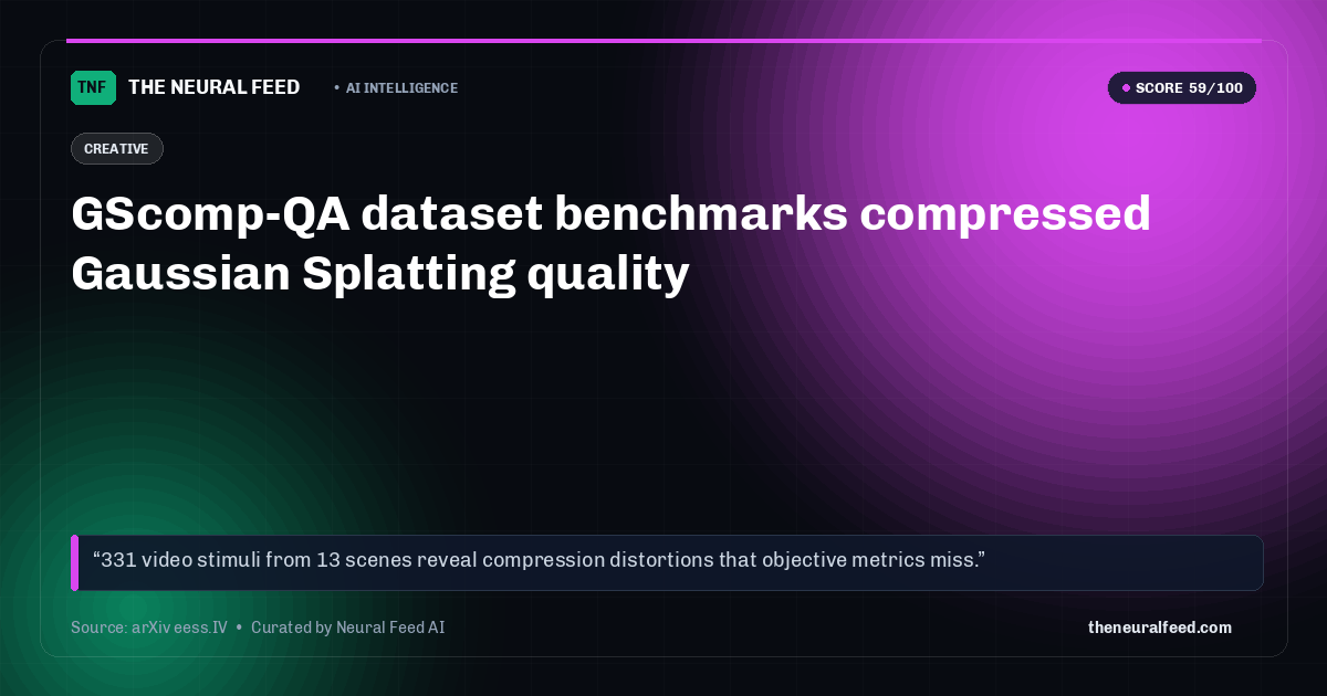 GScomp-QA dataset benchmarks compressed Gaussian Splatting quality