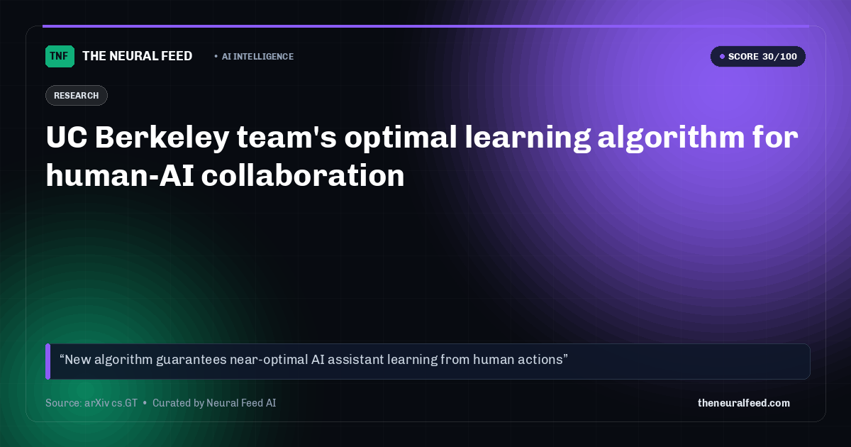 UC Berkeley team's optimal learning algorithm for human-AI collaboration