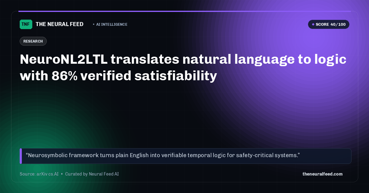 NeuroNL2LTL translates natural language to logic with 86% verified satisfiability