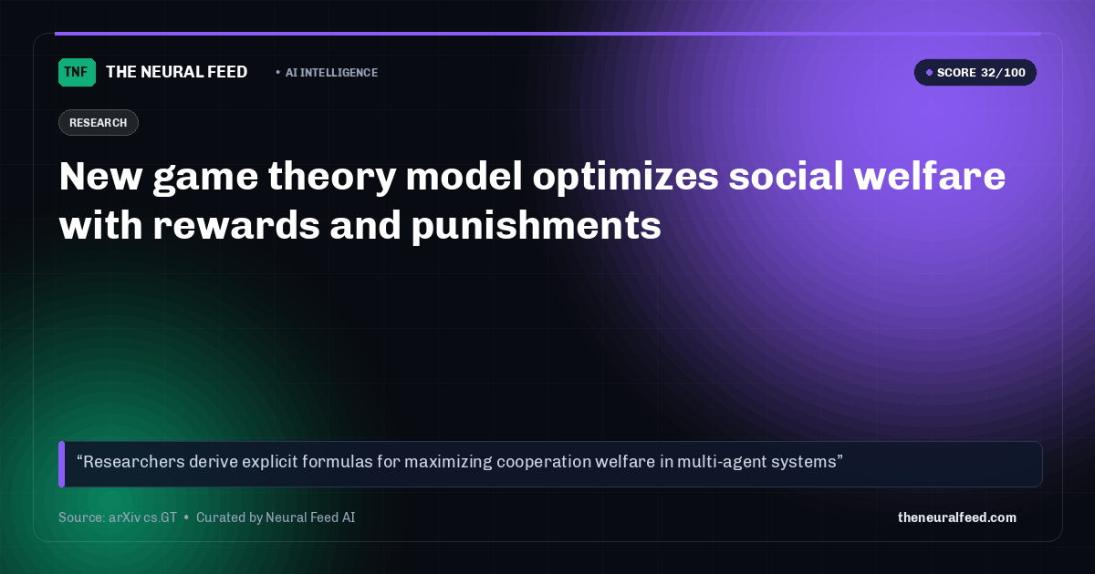 New game theory model optimizes social welfare with rewards and punishments