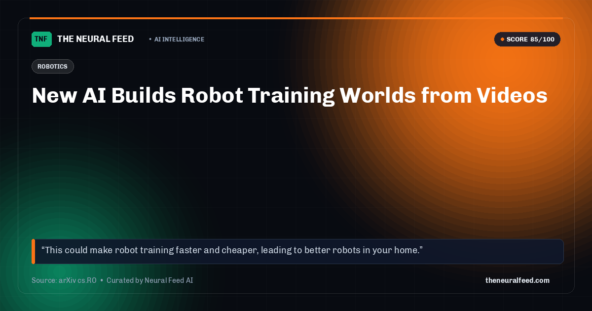 New AI Builds Robot Training Worlds from Videos