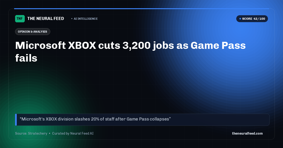 Microsoft XBOX cuts 3,200 jobs as Game Pass fails