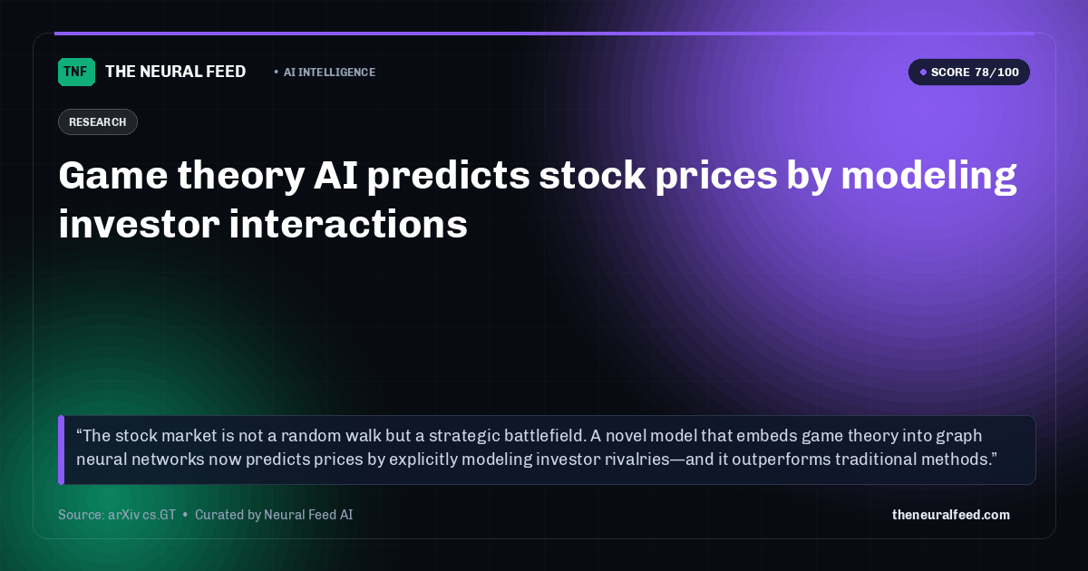 Game theory AI predicts stock prices by modeling investor interactions