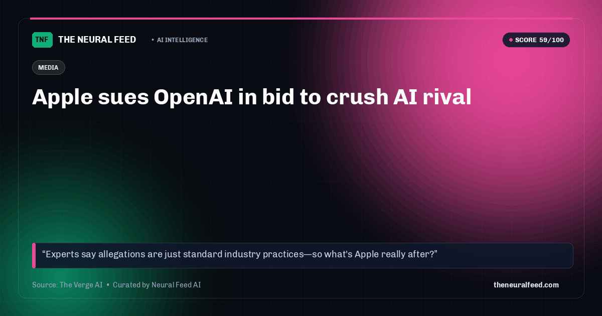 Apple sues OpenAI in bid to crush AI rival