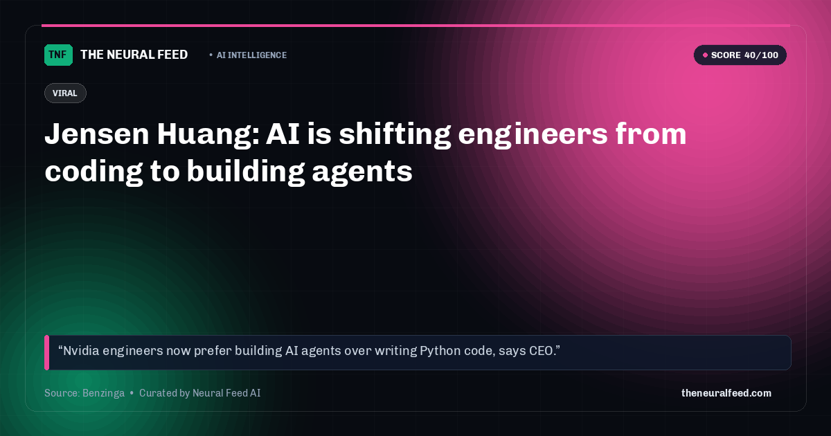 Jensen Huang: AI is shifting engineers from coding to building agents
