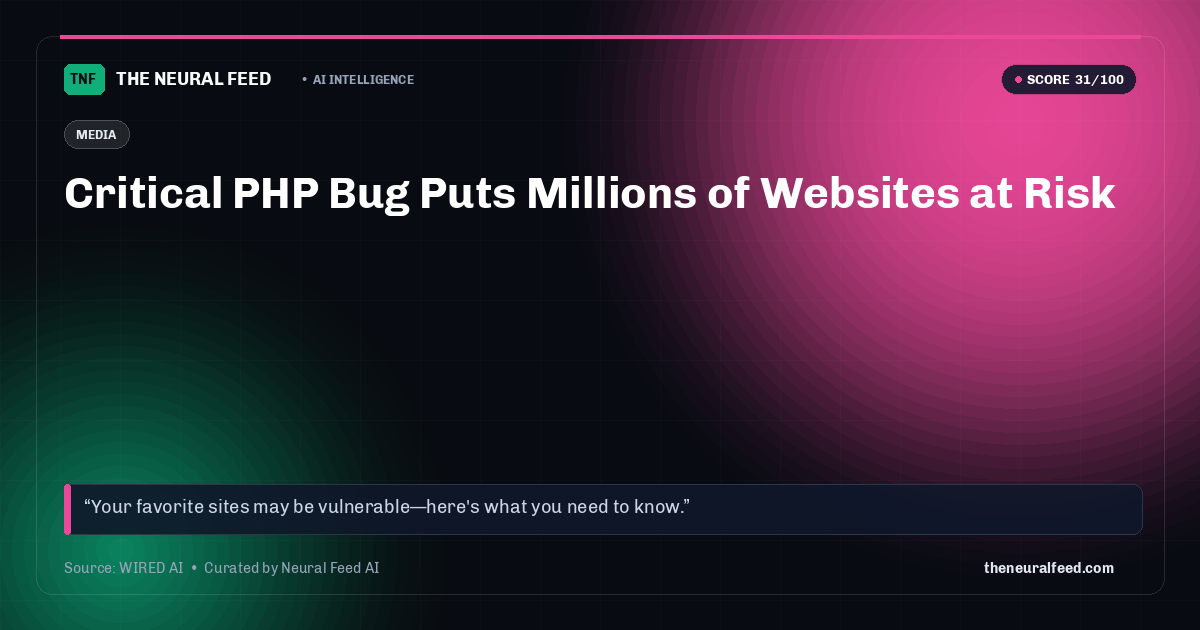 Critical PHP Bug Puts Millions of Websites at Risk