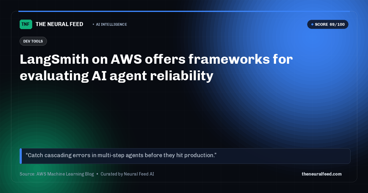 LangSmith on AWS offers frameworks for evaluating AI agent reliability