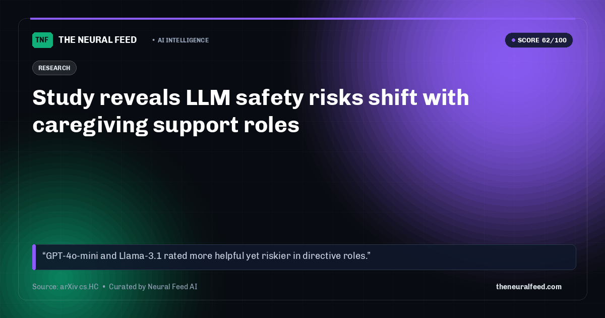 Study reveals LLM safety risks shift with caregiving support roles