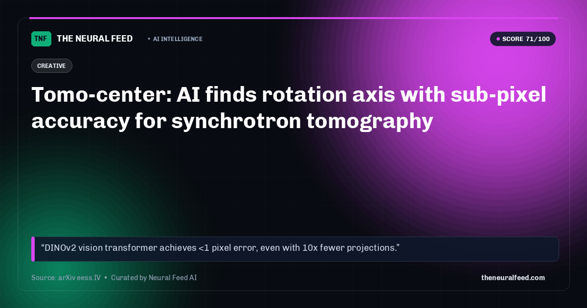 Tomo-center: AI finds rotation axis with sub-pixel accuracy for synchrotron tomography