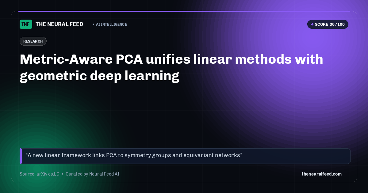 Metric-Aware PCA unifies linear methods with geometric deep learning