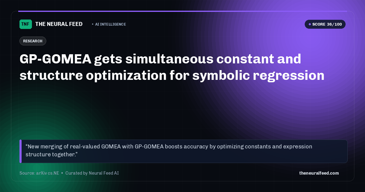 GP-GOMEA gets simultaneous constant and structure optimization for symbolic regression
