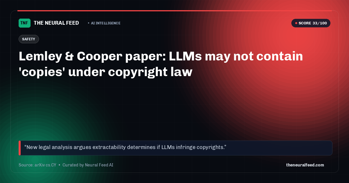 Lemley & Cooper paper: LLMs may not contain 'copies' under copyright law