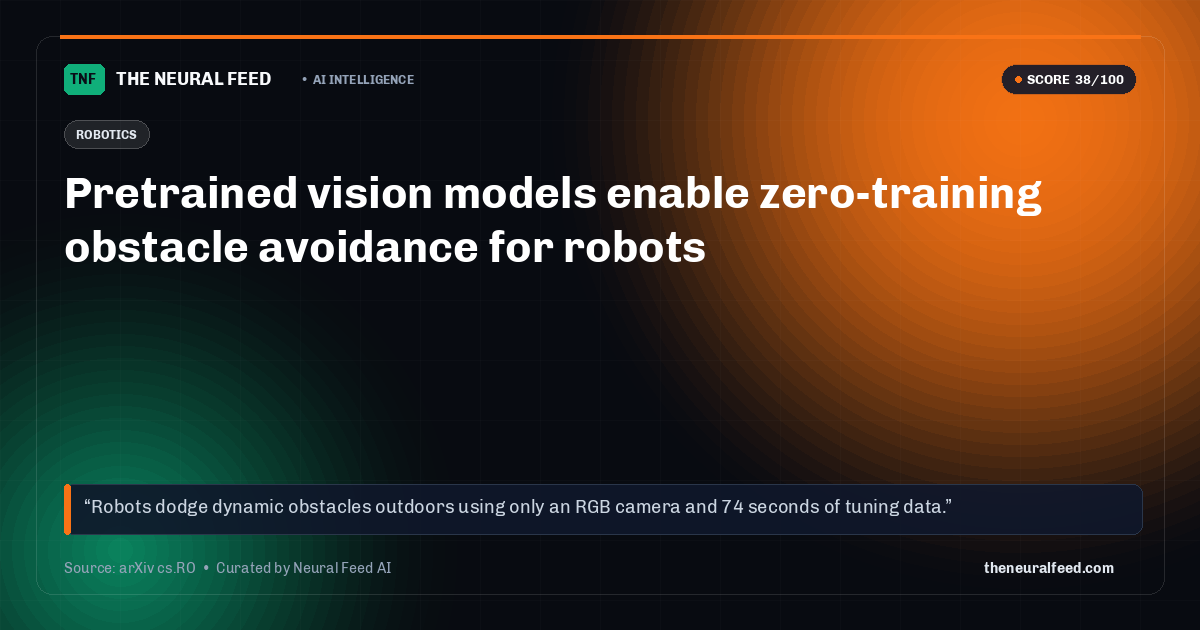 Pretrained vision models enable zero-training obstacle avoidance for robots