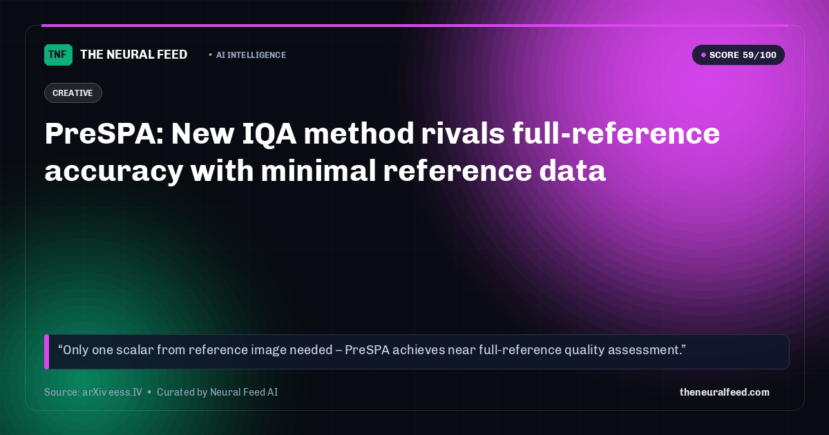 PreSPA: New IQA method rivals full-reference accuracy with minimal reference data