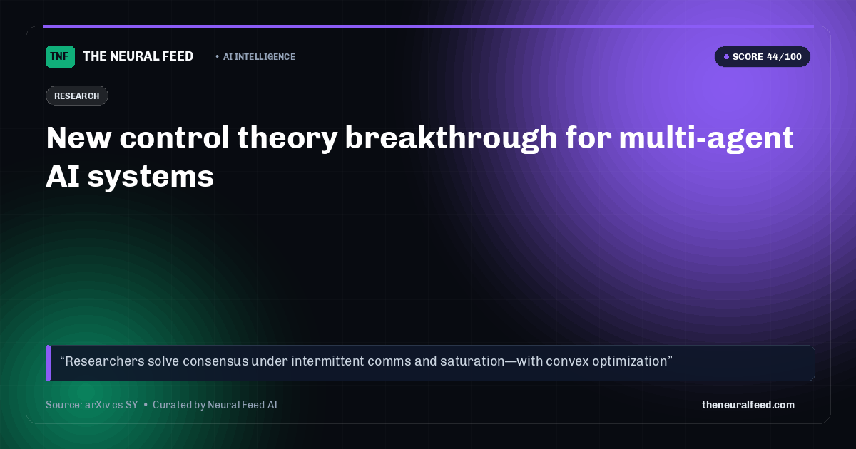 New control theory breakthrough for multi-agent AI systems