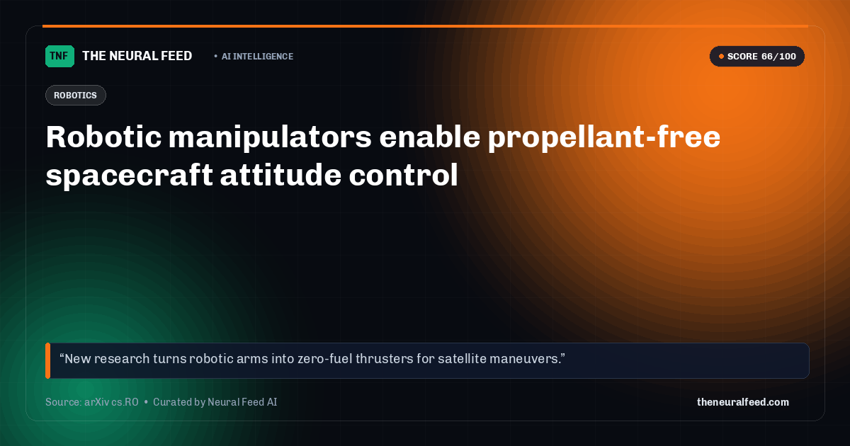 Robotic manipulators enable propellant-free spacecraft attitude control
