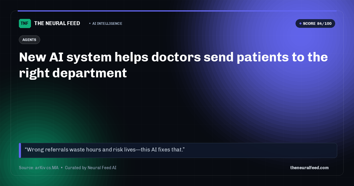 New AI system helps doctors send patients to the right department