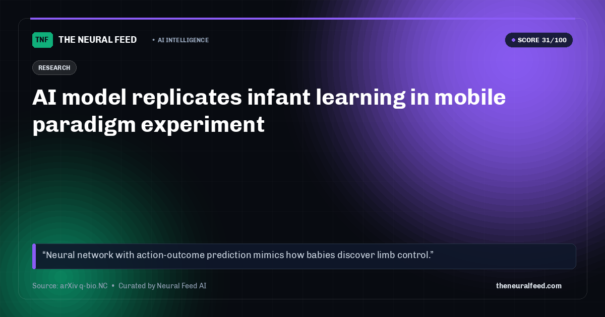 AI model replicates infant learning in mobile paradigm experiment