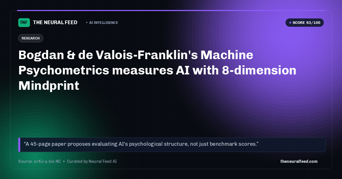 Bogdan & de Valois-Franklin's Machine Psychometrics measures AI with 8-dimension Mindprint