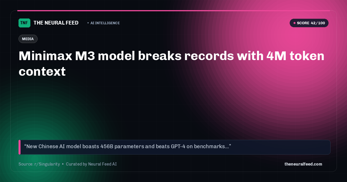 Minimax M3 model breaks records with 4M token context