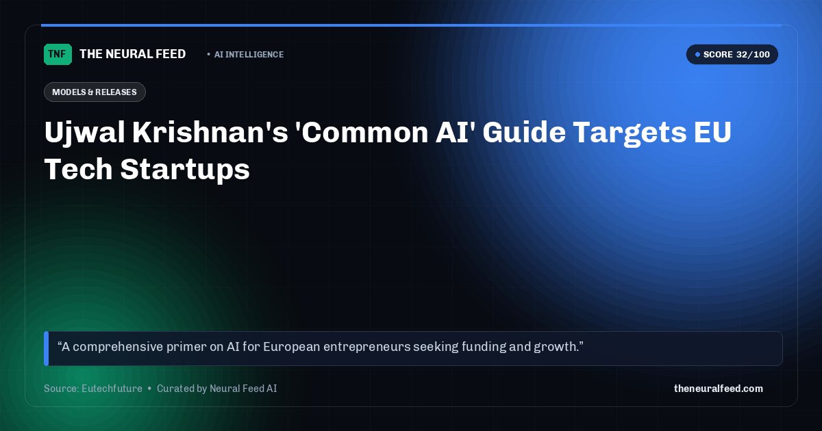 Ujwal Krishnan's 'Common AI' Guide Targets EU Tech Startups