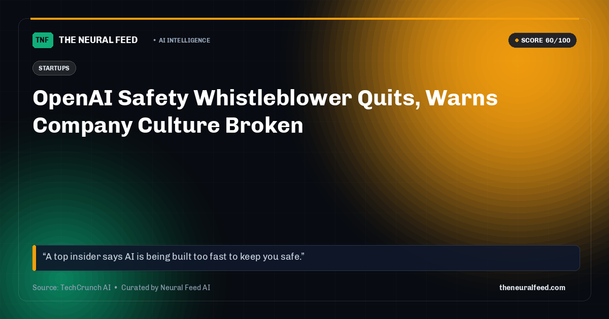 OpenAI Safety Whistleblower Quits, Warns Company Culture Broken