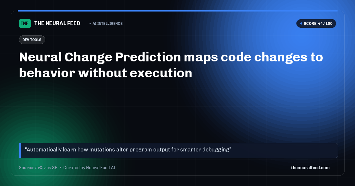 Neural Change Prediction maps code changes to behavior without execution