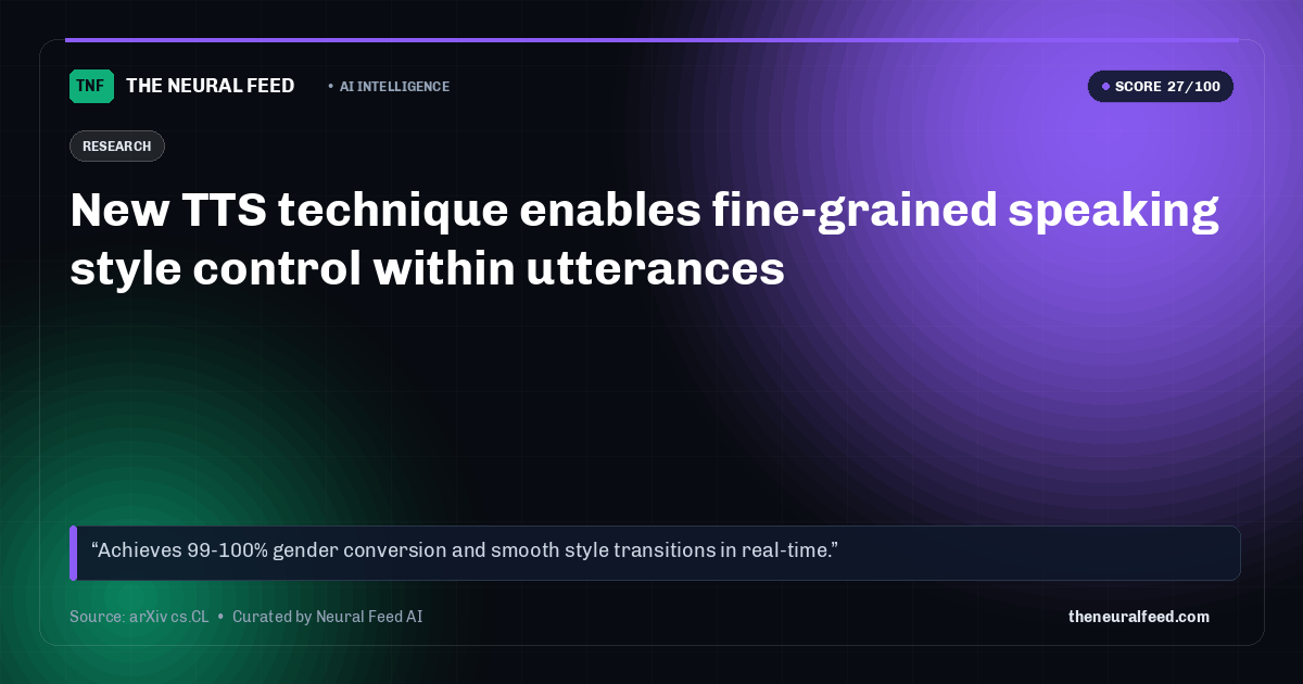New TTS technique enables fine-grained speaking style control within utterances