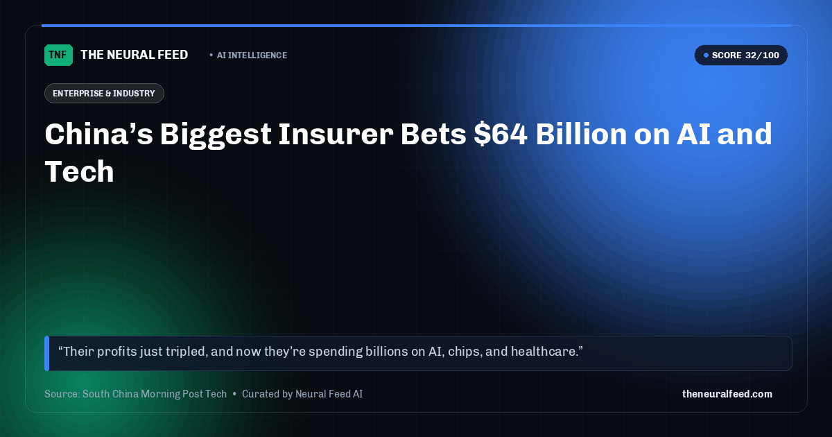 China’s Biggest Insurer Bets $64 Billion on AI and Tech