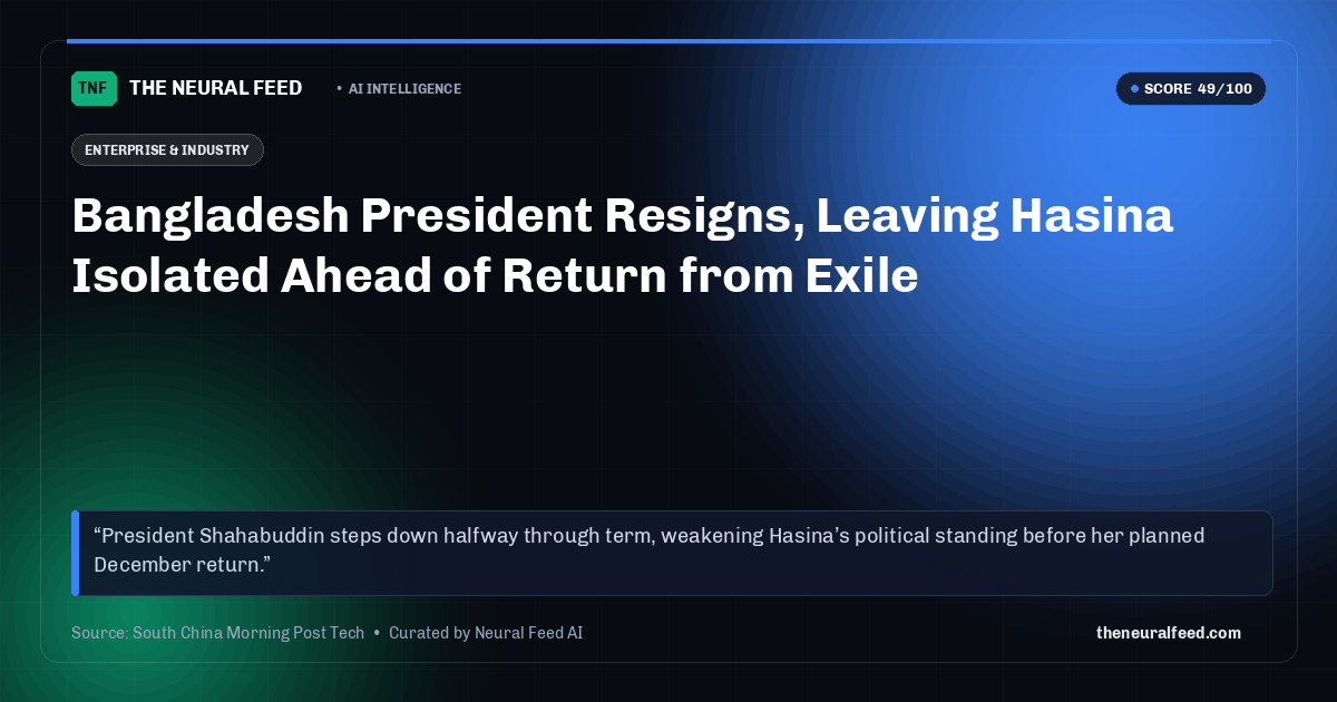Bangladesh President Resigns, Leaving Hasina Isolated Ahead of Return from Exile