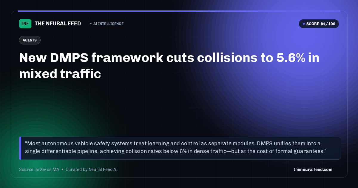 New DMPS framework cuts collisions to 5.6% in mixed traffic