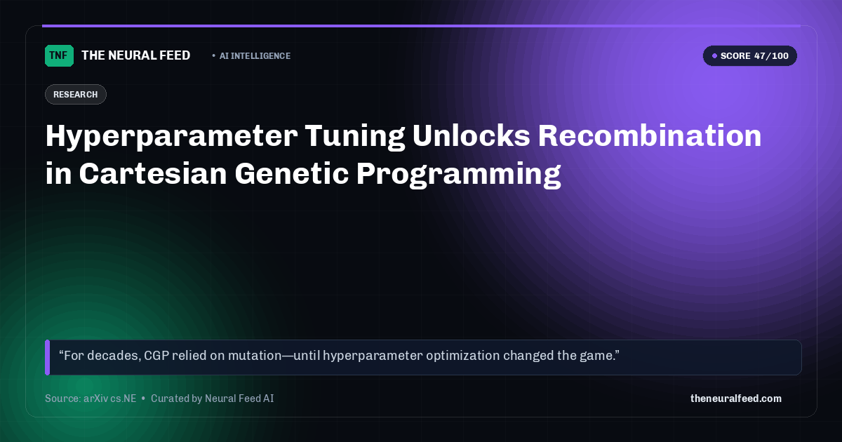 Hyperparameter Tuning Unlocks Recombination in Cartesian Genetic Programming