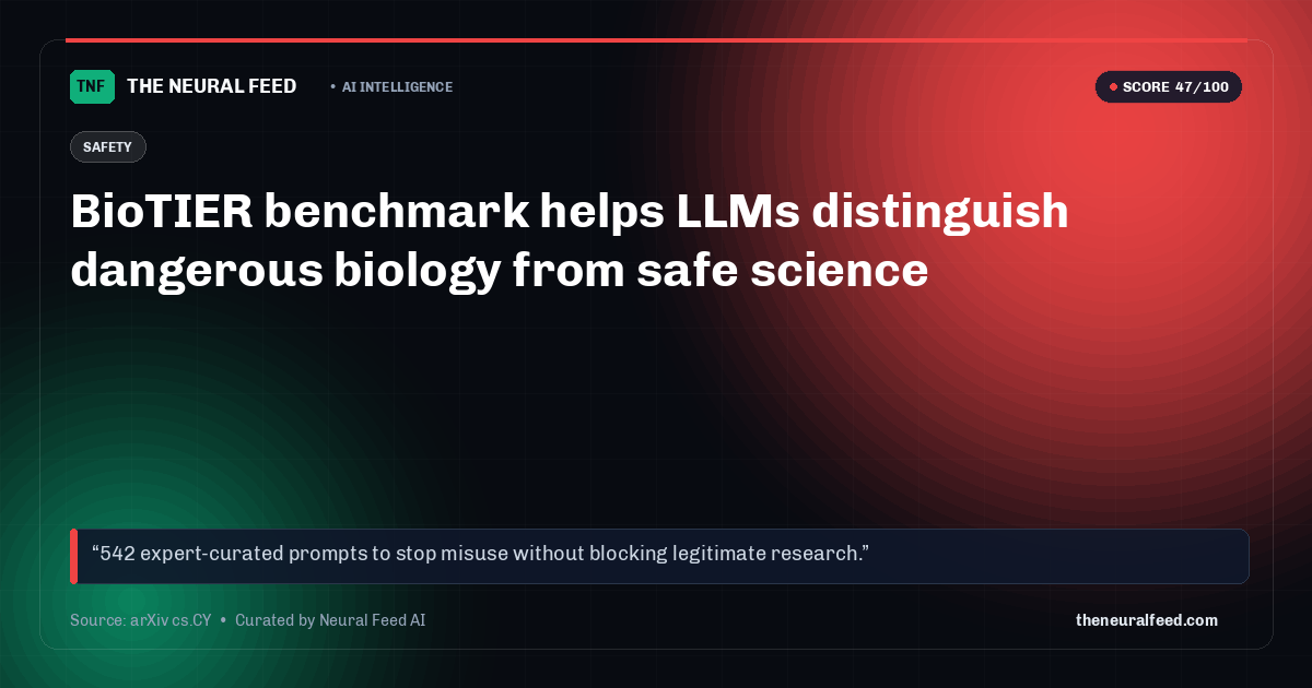 BioTIER benchmark helps LLMs distinguish dangerous biology from safe science