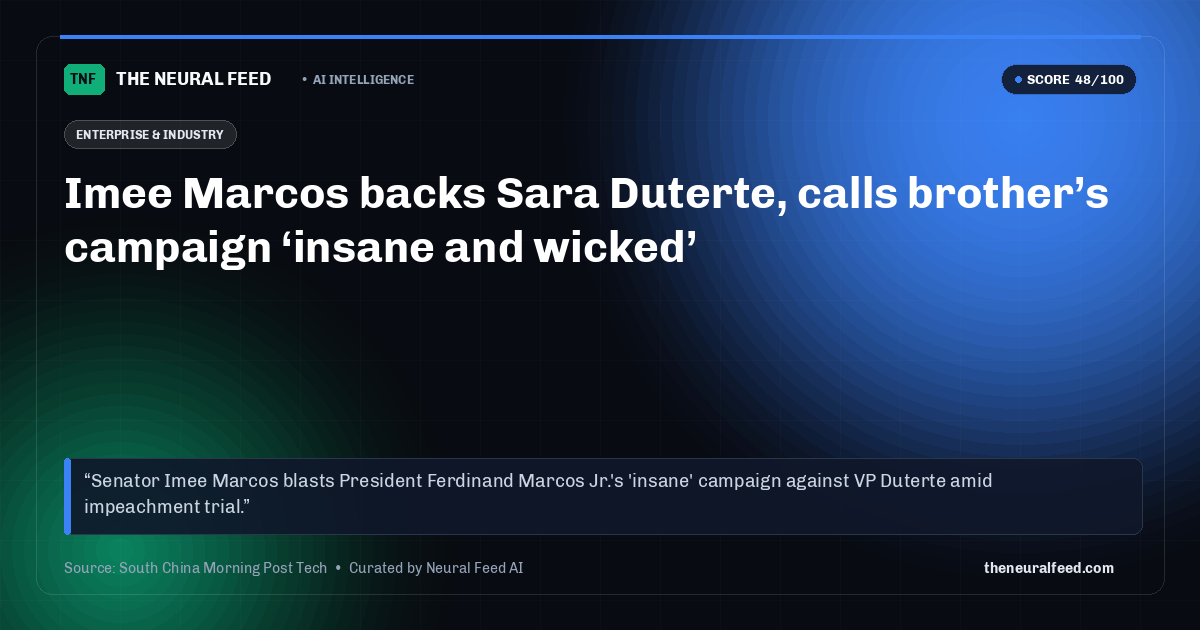 Imee Marcos backs Sara Duterte, calls brother’s campaign ‘insane and wicked’